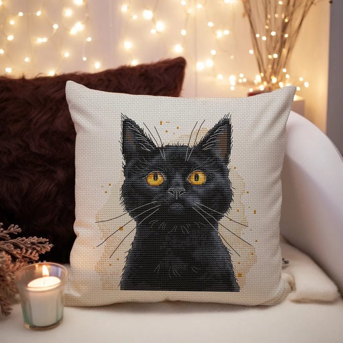 Watercolor Black Cat - PDF Cross Stitch Pattern