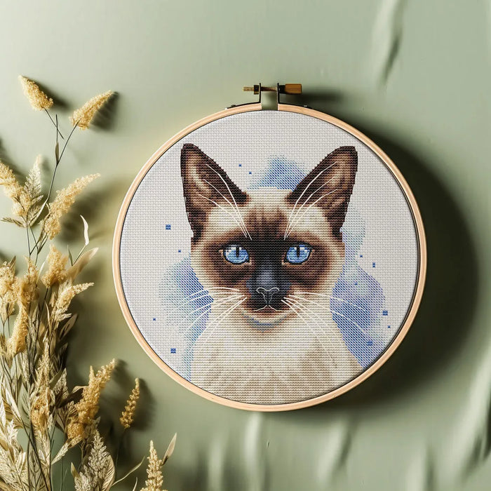 Watercolor Siamese Cat - PDF Cross Stitch Pattern