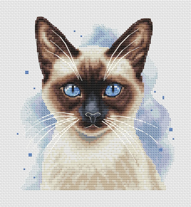 Watercolor Siamese Cat - PDF Cross Stitch Pattern