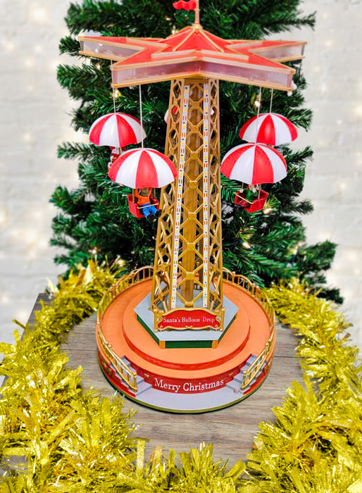 Christmas Parachute Tower. Animated Christmas Village F07M4-8-W201 Christmas Carousel