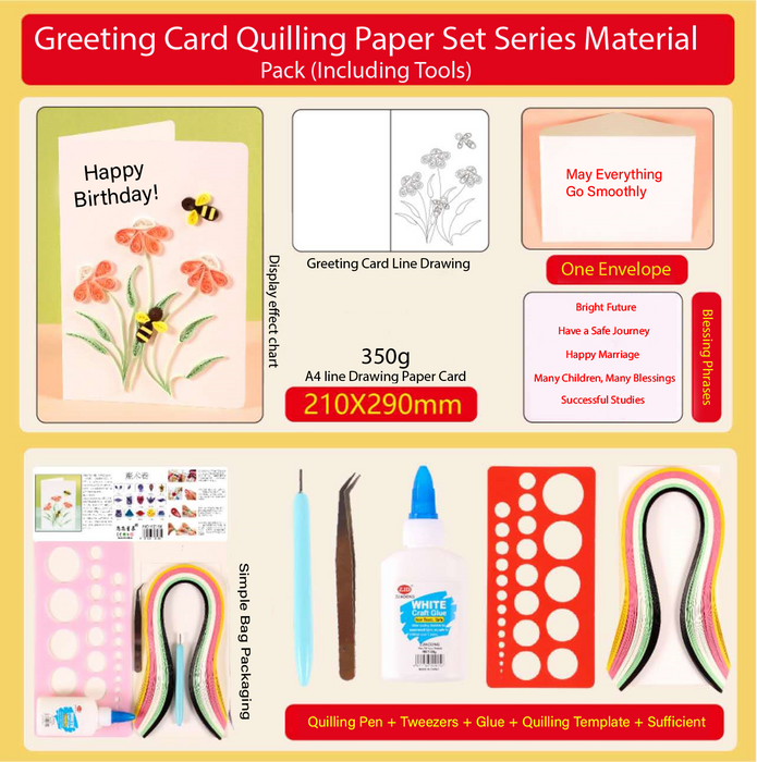 Greeting Card Making Kit. Echinacea Flowers DIY Quilling Kit F07M3-5-FL4