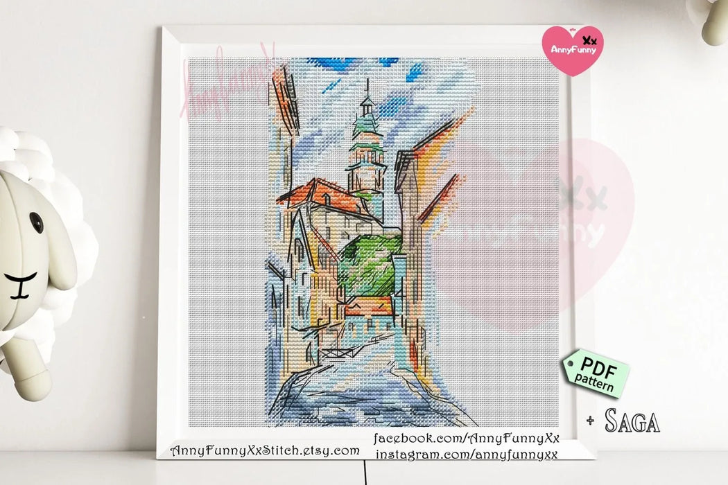 Old Town Streets - PDF Cross Stitch Pattern