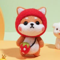 Puppy in Strawberry Costume Needle Felting Kit. Wizardi DIY Wool Craft Kit F07N8-6