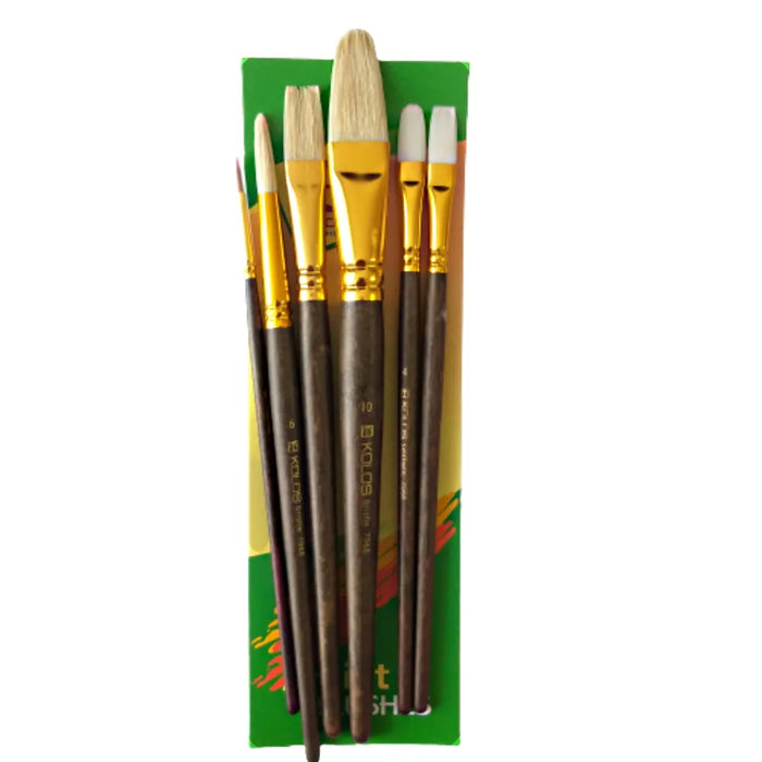 Kolos Set of paint brushes 7068. Synthetic / Bristle Round / Flat / Oval. 2/2/2pc.