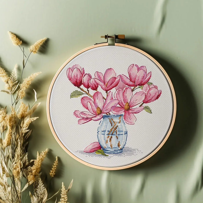 Magnolia in Vase - PDF Cross Stitch Pattern