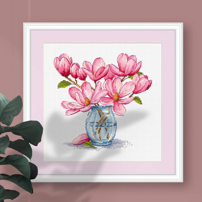 Magnolia in Vase - PDF Cross Stitch Pattern