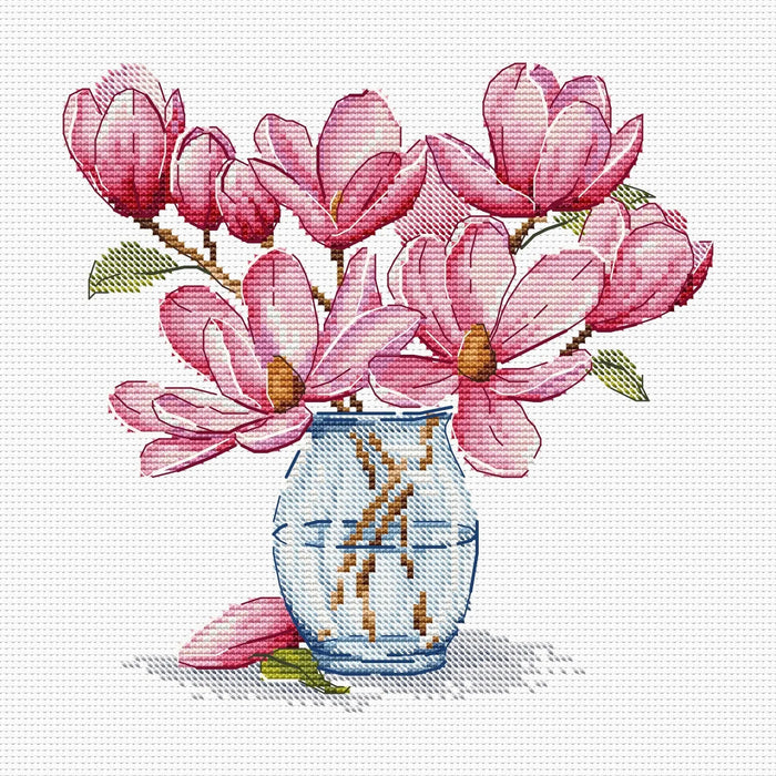 Magnolia in Vase - PDF Cross Stitch Pattern