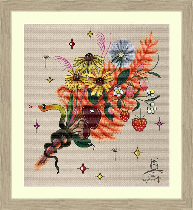 Forest bouquet. Orange - PDF Cross Stitch Pattern