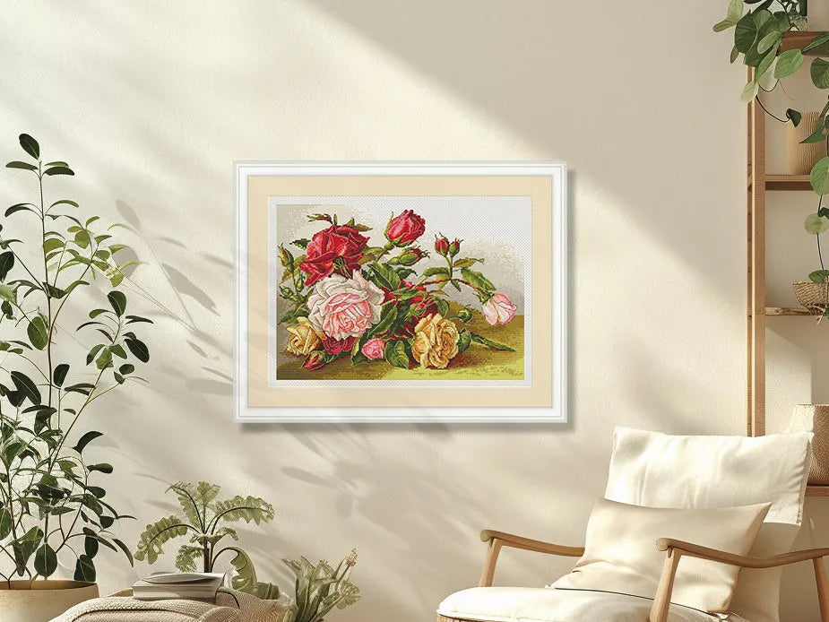 Vintage Garden Roses Comb - PDF Cross Stitch Pattern