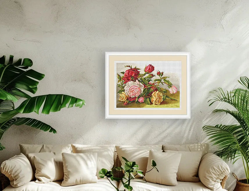 Vintage Garden Roses Comb - PDF Cross Stitch Pattern