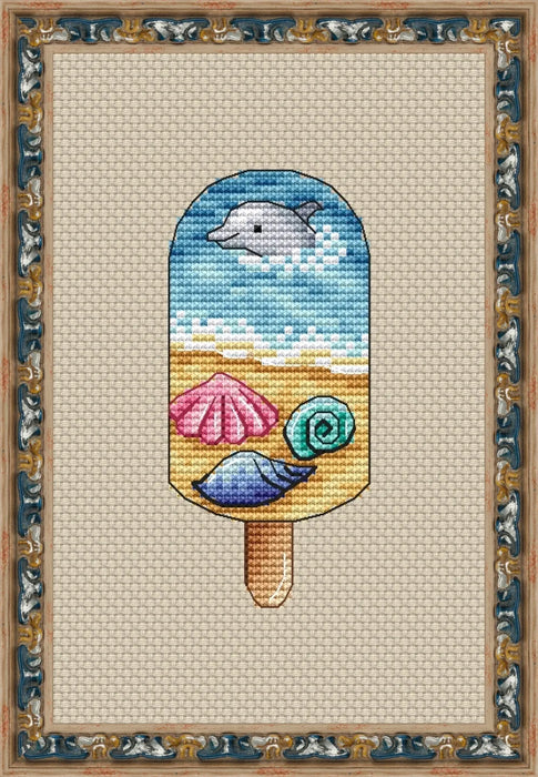 Ice Cream. Meeting with a dolphin - PDF Cross Stitch Pattern