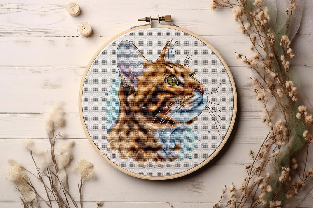 Bengal Cat Comb - PDF Cross Stitch Pattern