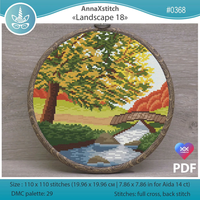 Round Landscapes. Landscape 18 - PDF Cross Stitch Pattern