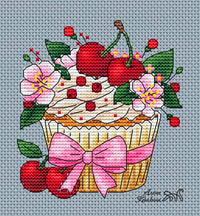 Cherry Cupcake - PDF Cross Stitch Pattern
