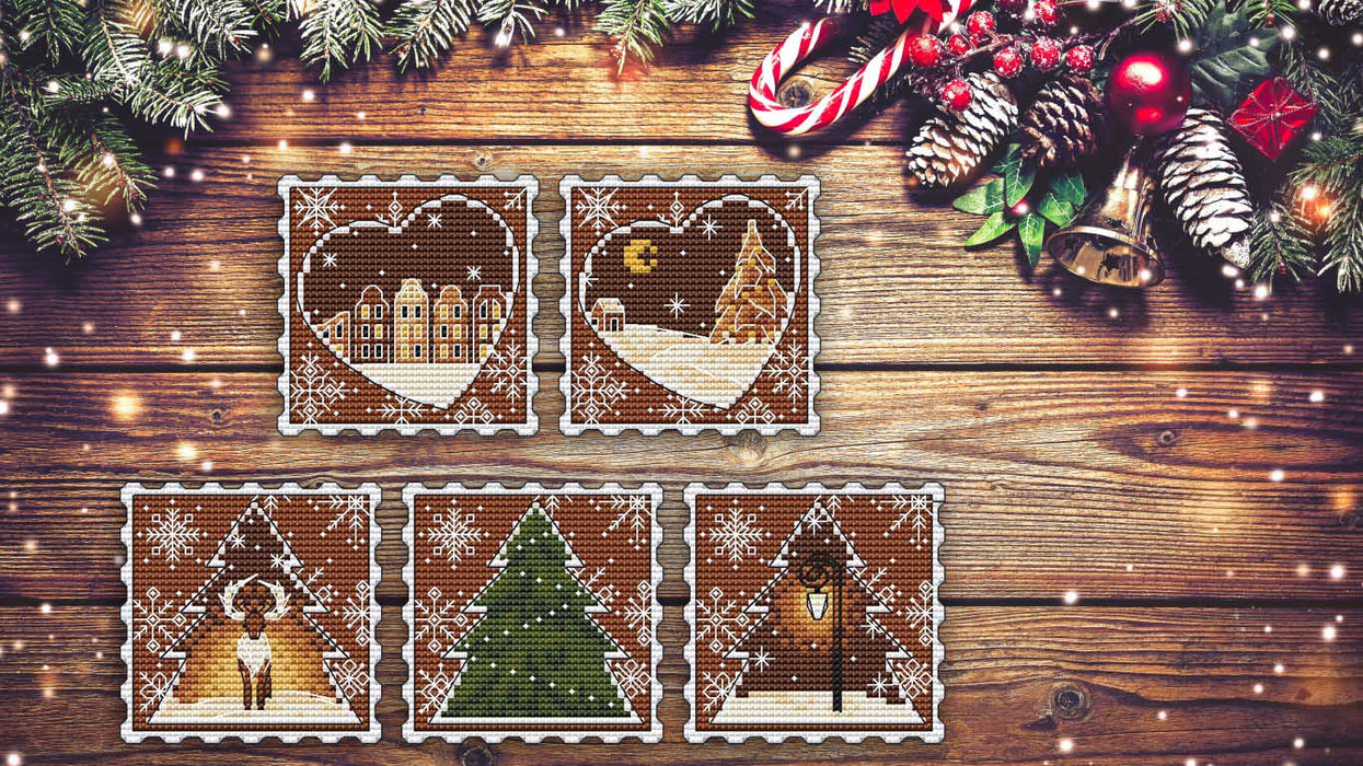 Gingerbread. Post Stamps Set - PDF Cross Stitch Pattern