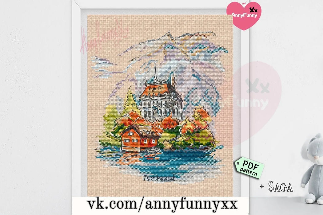 Iseltwald Castle - PDF Cross Stitch Pattern