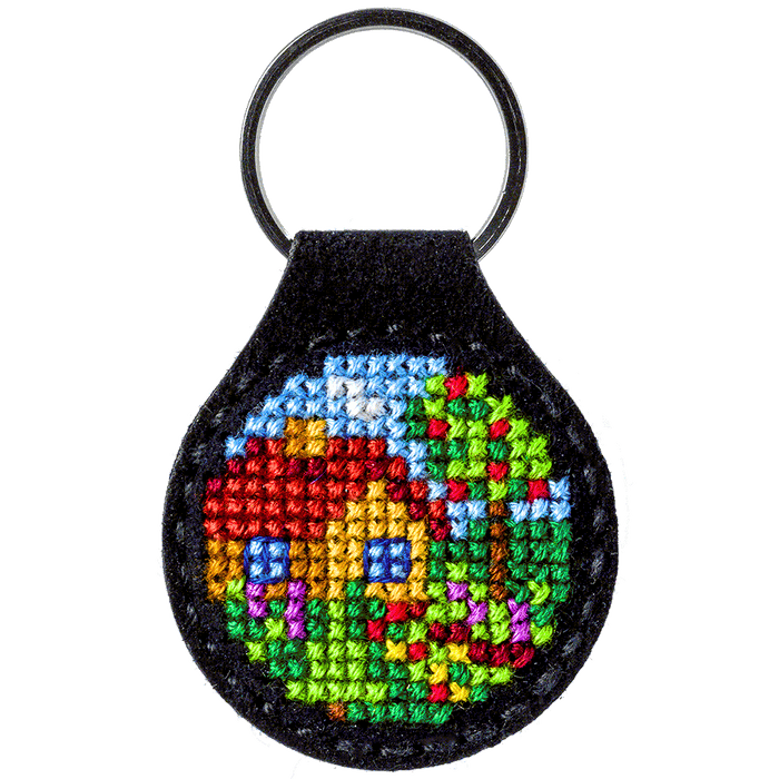 Seasonal House Key Chain Cross-stitch kit on artificial leather FLHL-012