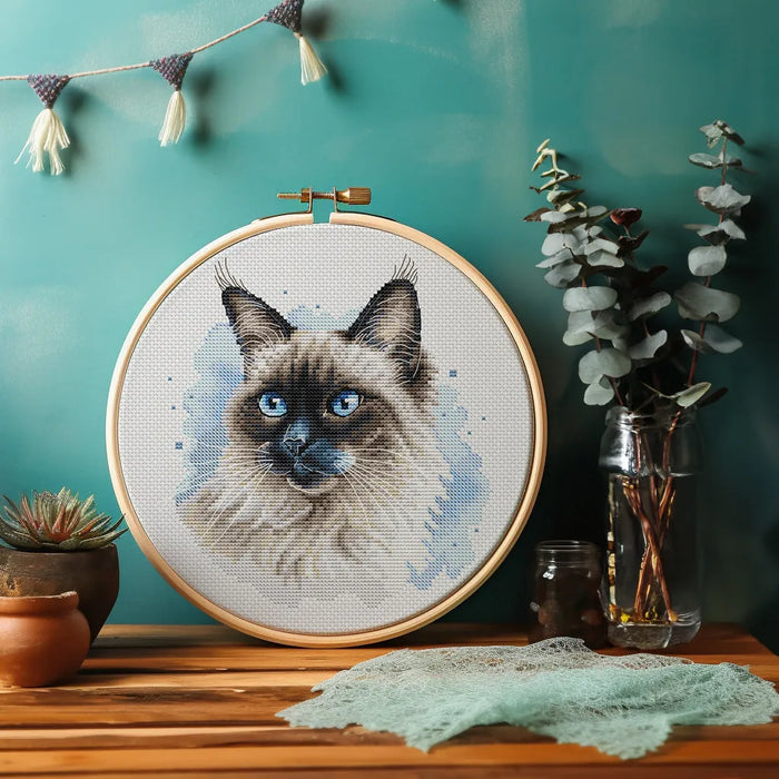 Long-Haired Siamese Cat - PDF Cross Stitch Pattern