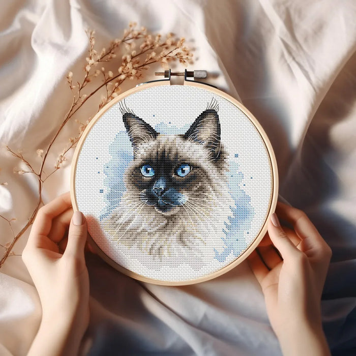 Long-Haired Siamese Cat - PDF Cross Stitch Pattern