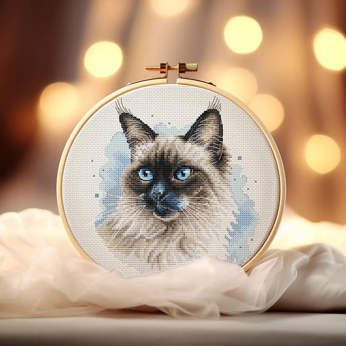 Long-Haired Siamese Cat - PDF Cross Stitch Pattern