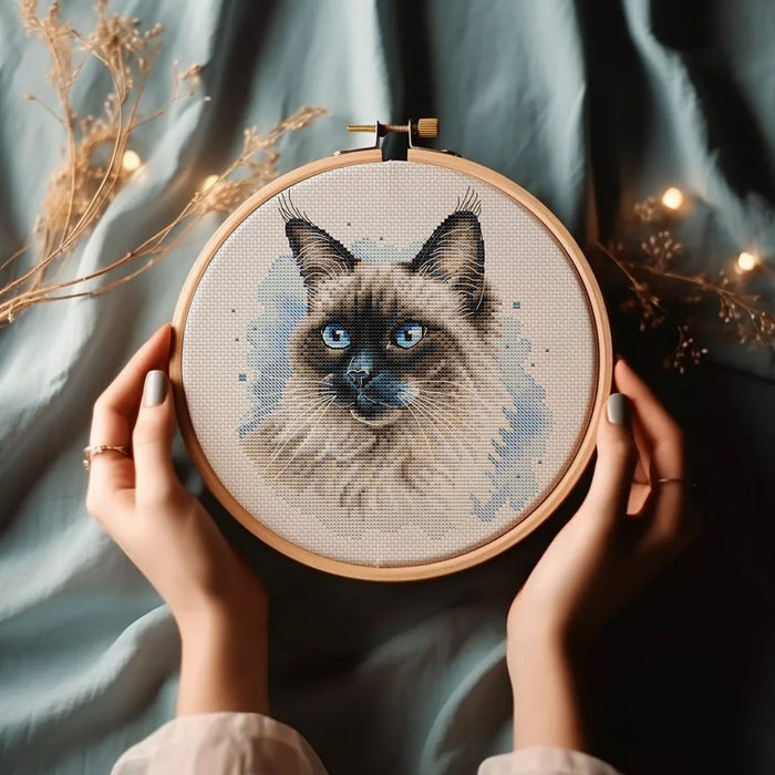 Long-Haired Siamese Cat - PDF Cross Stitch Pattern