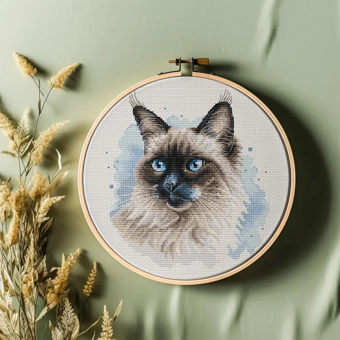 Long-Haired Siamese Cat - PDF Cross Stitch Pattern