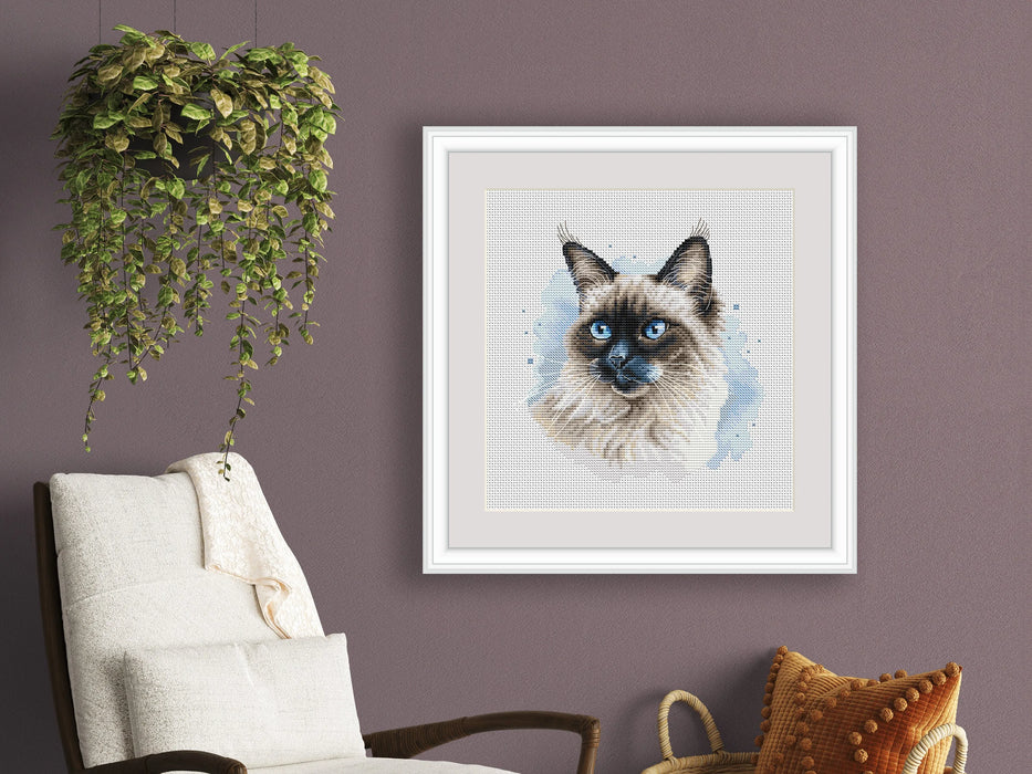 Long-Haired Siamese Cat - PDF Cross Stitch Pattern