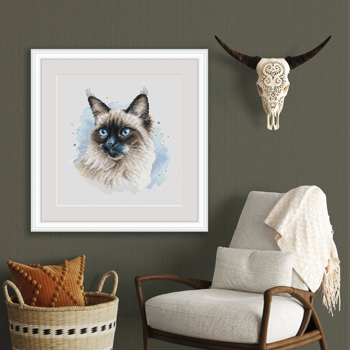 Long-Haired Siamese Cat - PDF Cross Stitch Pattern