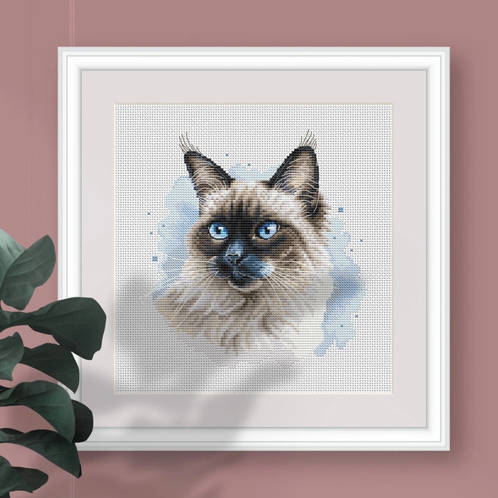 Long-Haired Siamese Cat - PDF Cross Stitch Pattern