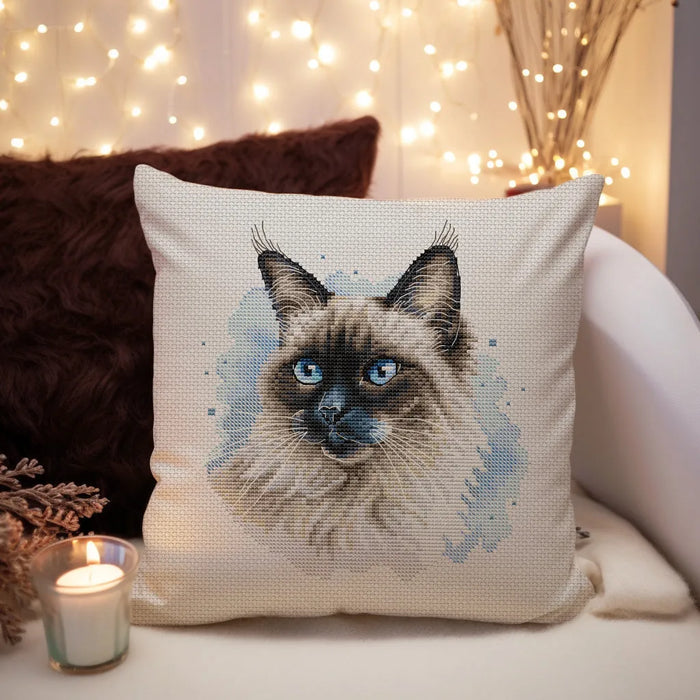 Long-Haired Siamese Cat - PDF Cross Stitch Pattern