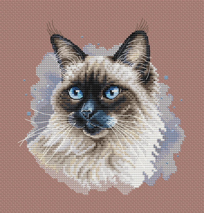 Long-Haired Siamese Cat - PDF Cross Stitch Pattern