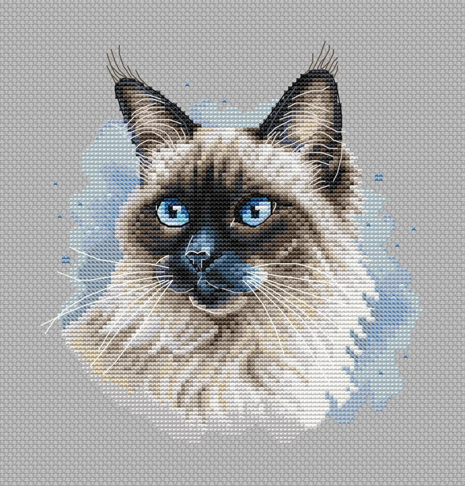 Long-Haired Siamese Cat - PDF Cross Stitch Pattern