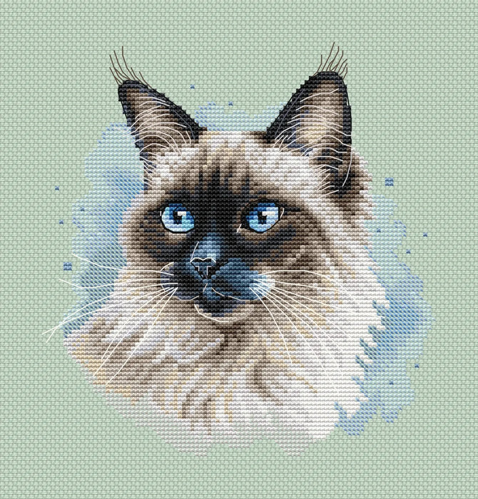 Long-Haired Siamese Cat - PDF Cross Stitch Pattern