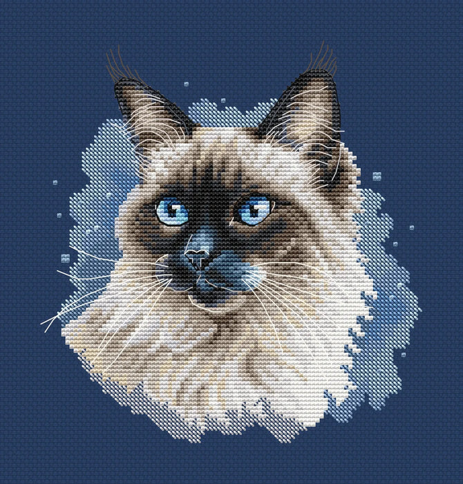 Long-Haired Siamese Cat - PDF Cross Stitch Pattern