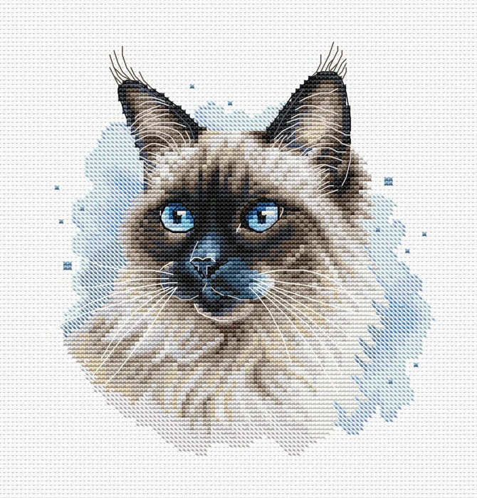 Long-Haired Siamese Cat - PDF Cross Stitch Pattern