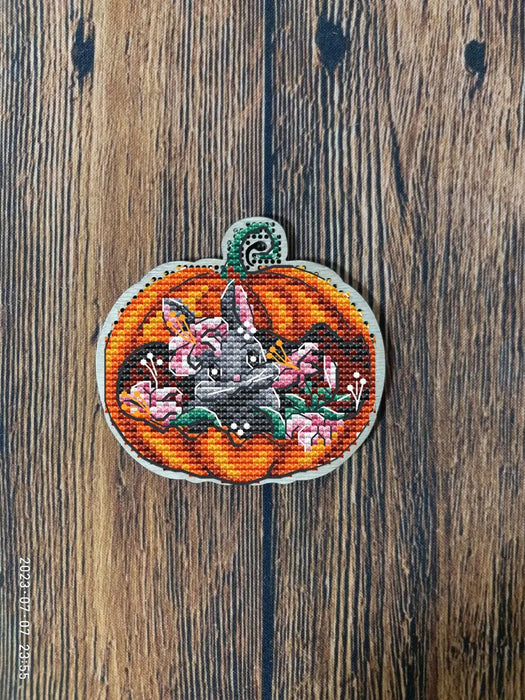 Pumpkin with Rabbit - PDF Cross Stitch Pattern