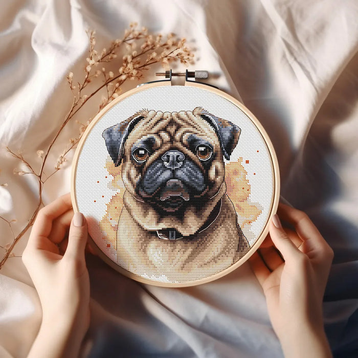 Beige Pug - PDF Cross Stitch Pattern