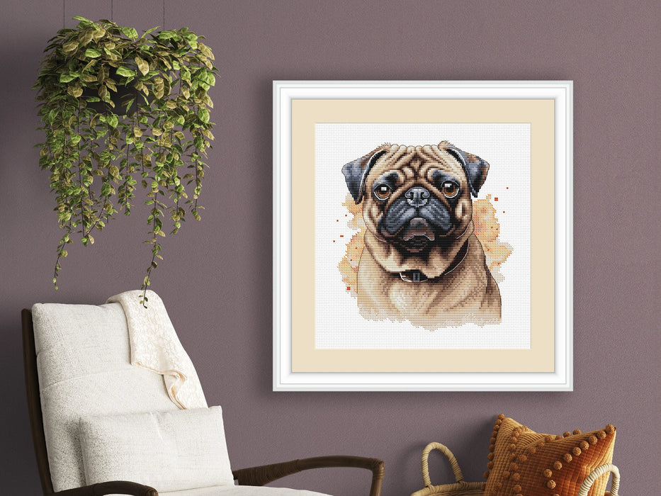 Beige Pug - PDF Cross Stitch Pattern