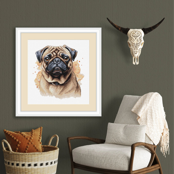 Beige Pug - PDF Cross Stitch Pattern