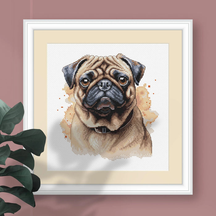 Beige Pug - PDF Cross Stitch Pattern