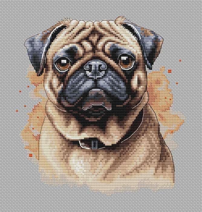 Beige Pug - PDF Cross Stitch Pattern