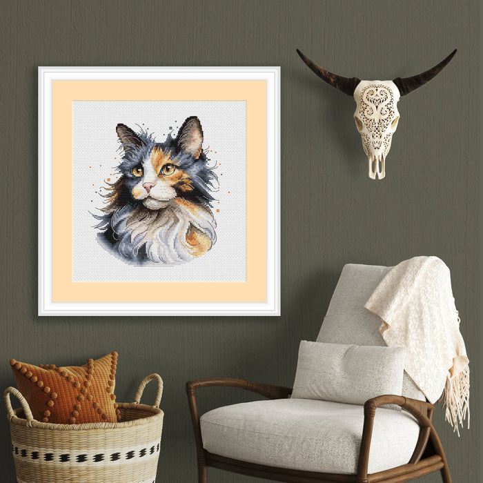 Calico Cat Comb - PDF Cross Stitch Pattern