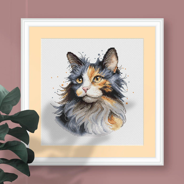 Calico Cat Comb - PDF Cross Stitch Pattern