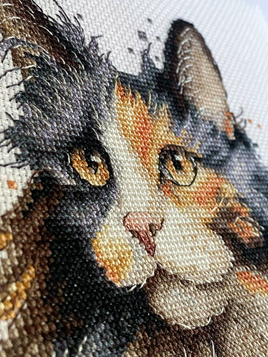 Calico Cat Comb - PDF Cross Stitch Pattern