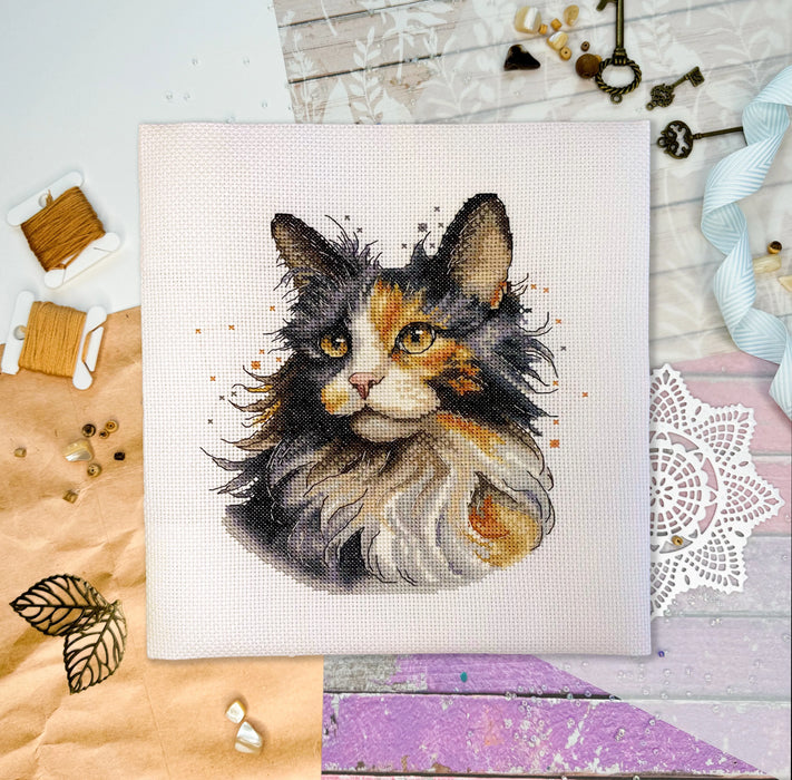 Calico Cat Comb - PDF Cross Stitch Pattern