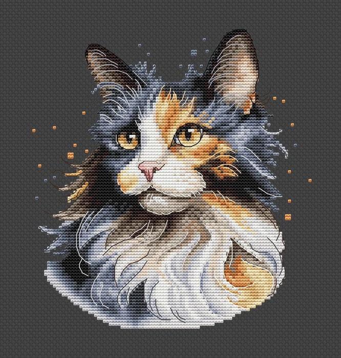 Calico Cat Comb - PDF Cross Stitch Pattern