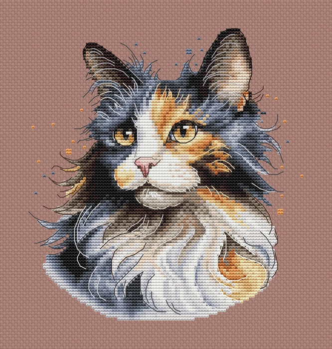 Calico Cat Comb - PDF Cross Stitch Pattern