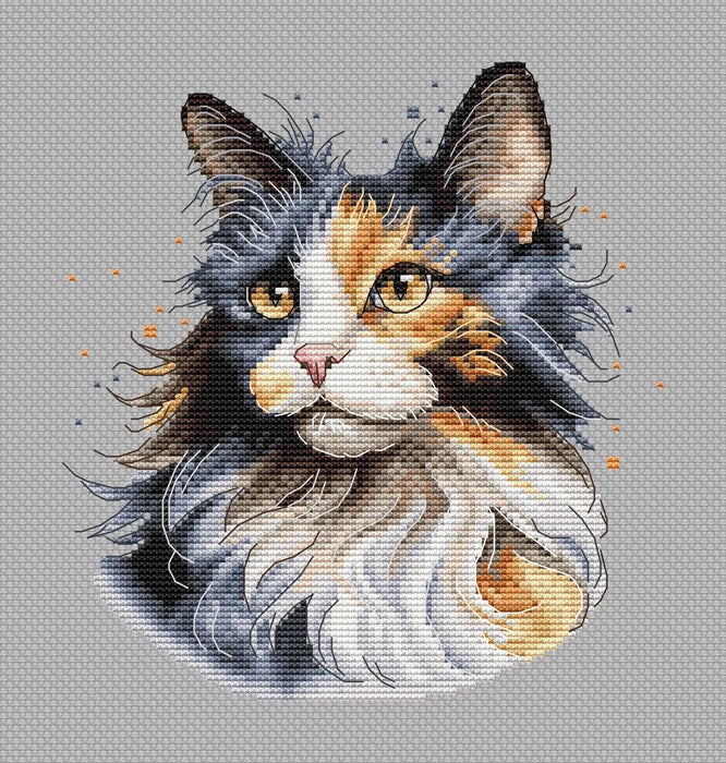 Calico Cat Comb - PDF Cross Stitch Pattern