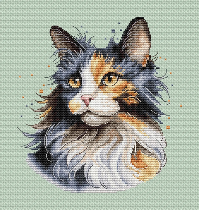 Calico Cat Comb - PDF Cross Stitch Pattern