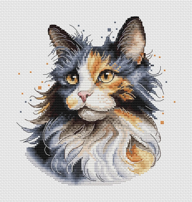 Calico Cat Comb - PDF Cross Stitch Pattern